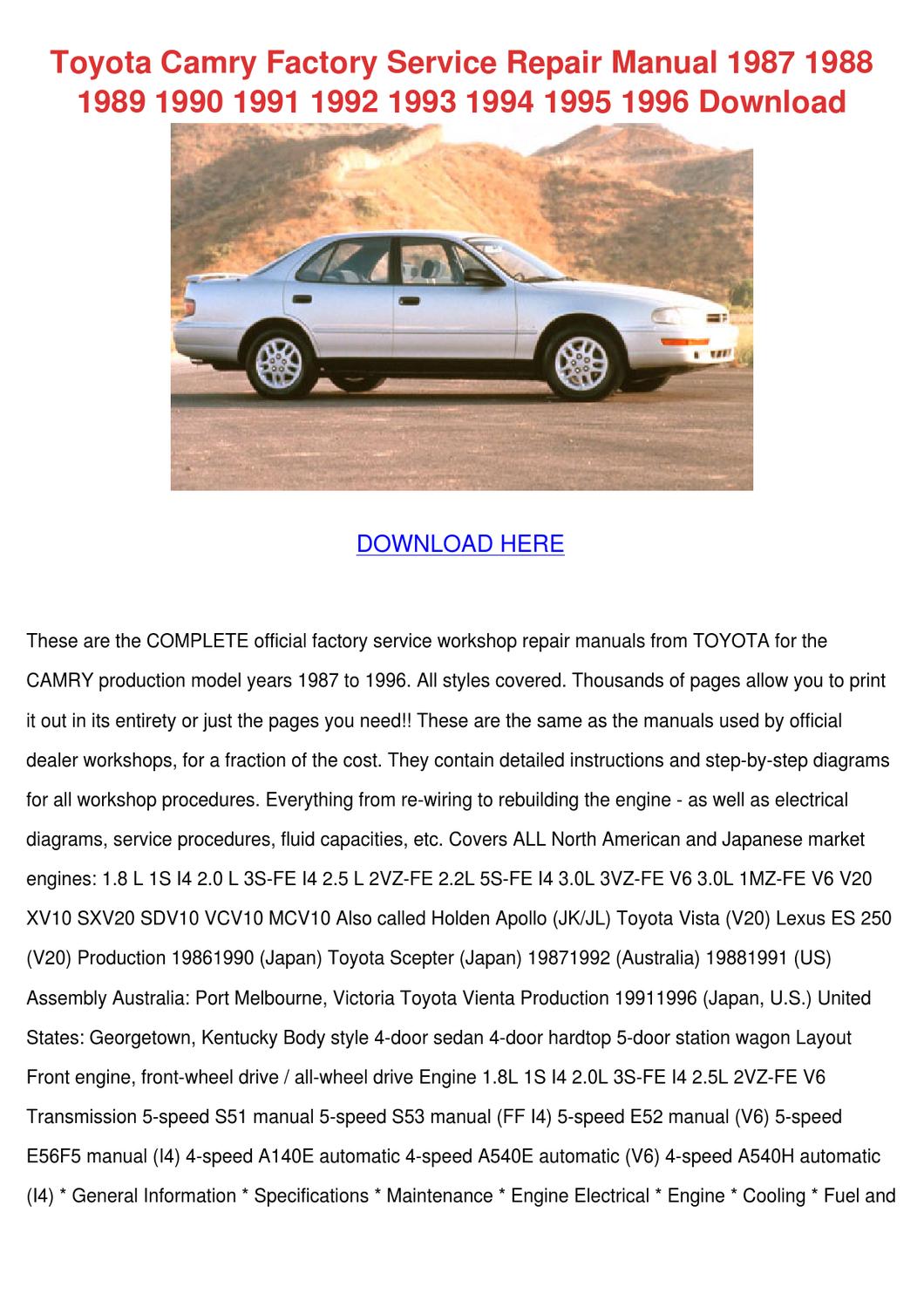 Toyota camry 1987 parts